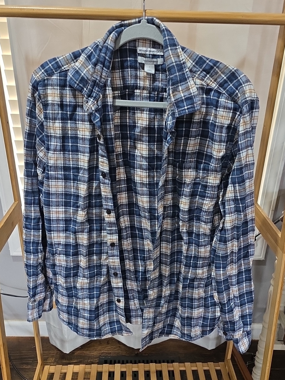 George Men's Blue and White Plaid Button-Down Shirt